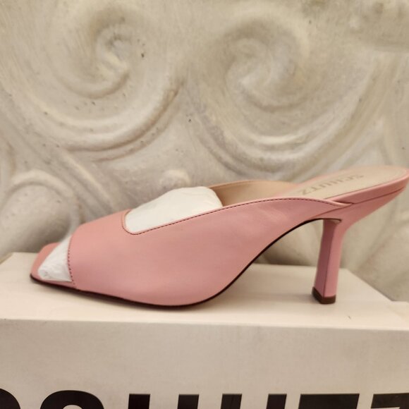 Schutz Women's Agape Slide Heeled Sandals in Rose. Leather. NIB. Size 10 - Picture 2 of 13